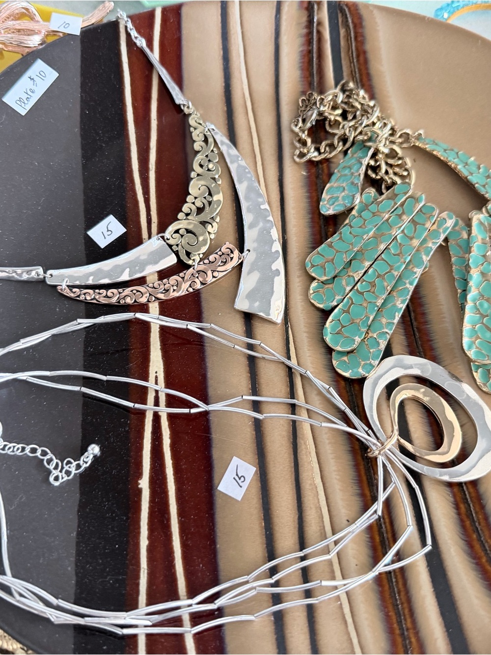 Elegant Turquoise and Gold Statement Necklace - Women's Accessories